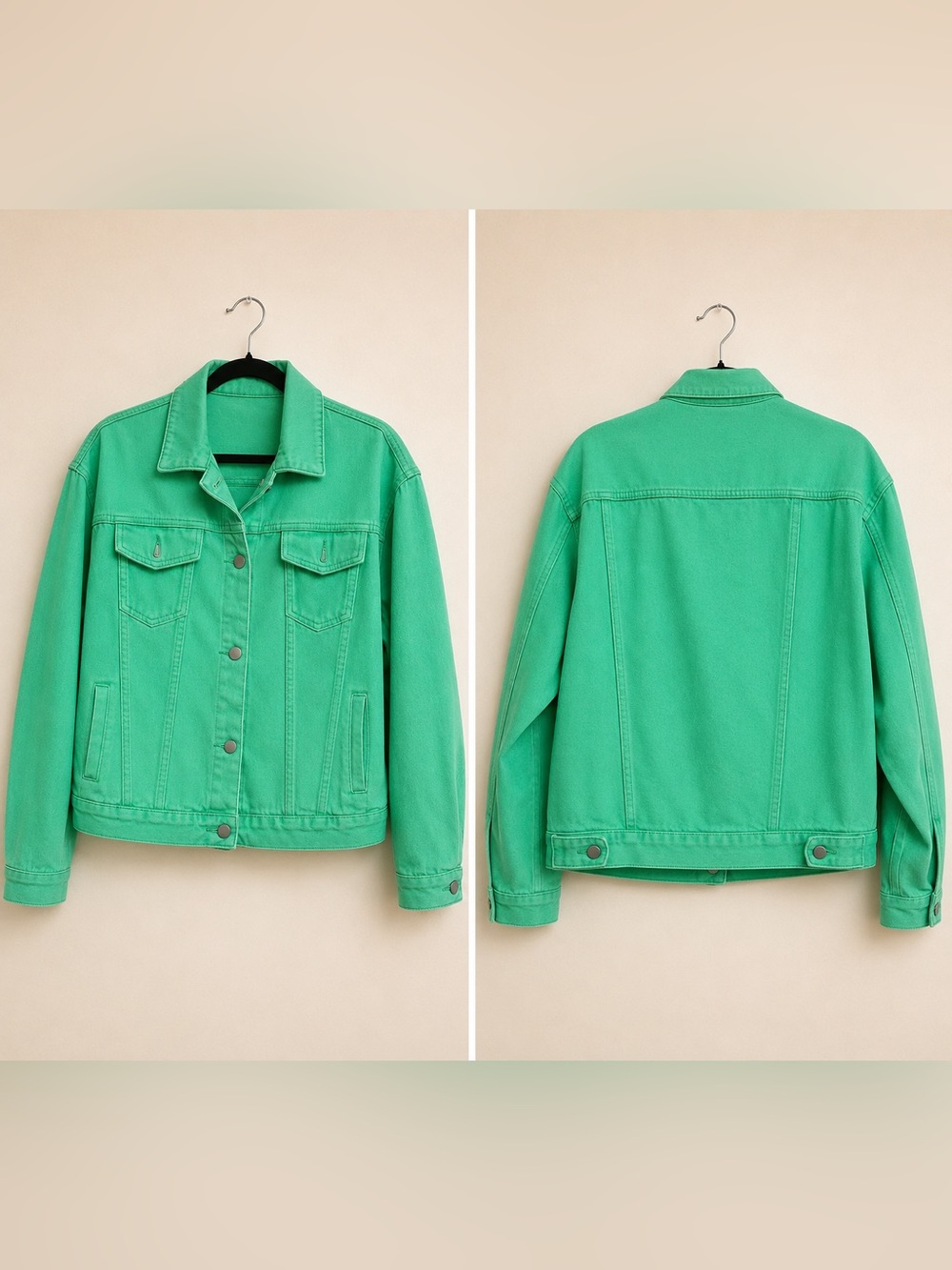 Women’s Green Denim Jacket - Casual Overshirt - Picture 2 of 3